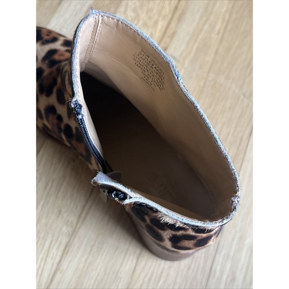 J.CREW Boot Size 7.5 Leopard Print Calf Hair Sawyer Stacked Wooden Heel … - Picture 11 of 16